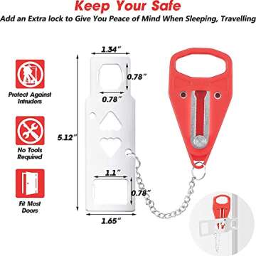 Esimple Travel Door Lock 2PCS,Portable for Hotel Lock, Latch to Improved Security, Privacy & Safety,...