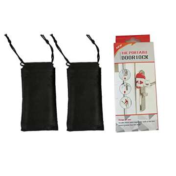 Esimple Travel Door Lock 2PCS,Portable for Hotel Lock, Latch to Improved Security, Privacy & Safety,Door Jammers Hotel, Apartment, AirBNB,Dorm, Bedroom Motel(Drawstring Bag)