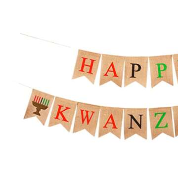 Mandala Crafts Burlap Happy Kwanzaa Banner Kwanzaa Decorations Outdoor Indoor Kinara Kwanzaa Sign - ...