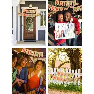 Mandala Crafts Burlap Happy Kwanzaa Banner Kwanzaa Decorations Outdoor Indoor Kinara Kwanzaa Sign - Kwanzaa Decor Home Office African Heritage Holiday Garland
