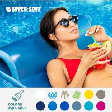 TRC Recreation Sunsation 1.75” Thick Vinyl Coated Foam Swimming Pool Float Mat Adult Lounger with Built-In Roll Pillow, Bahama Blue