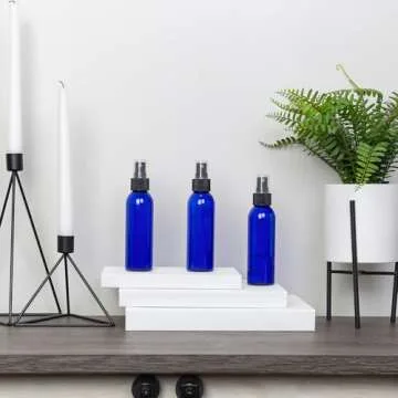 Cornucopia 4oz Blue Empty Plastic Refillable PET Spray Bottles w/Fine Mist Atomizer Caps (6-Pack); S...