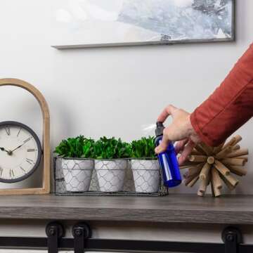 Cornucopia 4oz Blue Empty Plastic Refillable PET Spray Bottles w/Fine Mist Atomizer Caps (6-Pack); Sprayers for DIY Home Cleaning, Aromatherapy, Travel, & Beauty Care (4 Ounce, Cobalt Blue, 6)