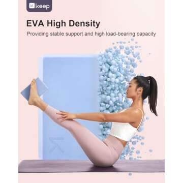 KEEP Yoga Block, High-Density EVA Foam 2 Pack Yoga Block with Non-Slip Textured Surface, Supportive,...