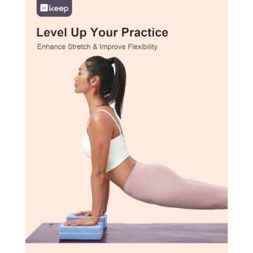KEEP Yoga Block, High-Density EVA Foam 2 Pack Yoga Block with Non-Slip Textured Surface, Supportive, Lightweight - Ideal for Yoga, Pilates, and Stretching Exercises