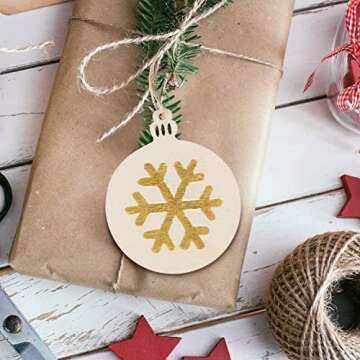 Pojah 60Pcs Wooden Christmas Ornaments for DIY Crafts