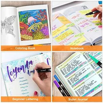 Dual Brush Marker Pens, 72 Colors Art Markers Set with Fine and Brush Tip for Kids Adult Coloring Book Bullet Journaling Note Taking Planner Hand Lettering Calligraphy Drawing Art Supplies Kit