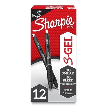 Sharpie S-Gel Pens, 12 Count - Bold Black Ink for Journaling & Drawing