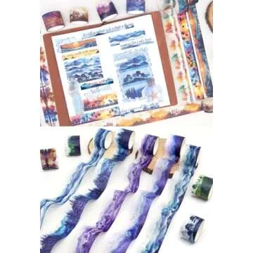 Washi Tape Set 32 Rolls, Four Seasons Forest Natural Washi Tapes for Journaling, Planner, Trees Masking Decorative Tape for Scrapbook Supplies, Junk Journal Supplie (Spring, Summer, Fall, Winter)