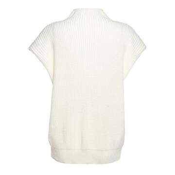 xxxiticat Women's Cap Sleeve Sweater Vest Mock Neck Knit Pullover Tank Shirt 2025 Trendy Spring Summer Sleeveless Cute Top(WH,M) White