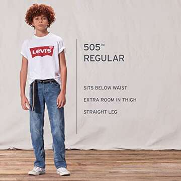Levi's Boys' 505 Regular Fit Jeans, Roadie, 16