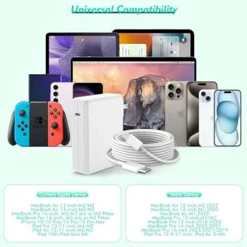 USB C Charger for Mac Book Air,70W Mac Book Fast Charger Power Block with 140W 10FT USB C to C Mac Book Pro Charger Cable,Charging for MacBook Pro & Air 13, 14, 15, 16 inch,iPad Pro,All USB C Device