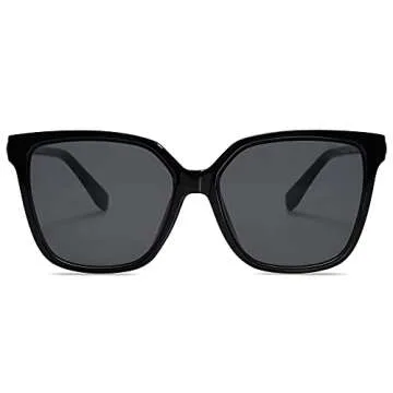 SOJOS Fashion Square Sunglasses for Women Trendy UV Protection Lens Womens Sunnies Sunglasses SJ2196, Black Frame/Grey Lens
