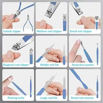 Tseoa Manicure Set Personal care, Nail Clipper Kit, Professional Nail Clipper Pedicure Set, Nail Tools with Luxurious Travel Case, Gifts for Men Women Family Friend, 31 Pieces (Blue)