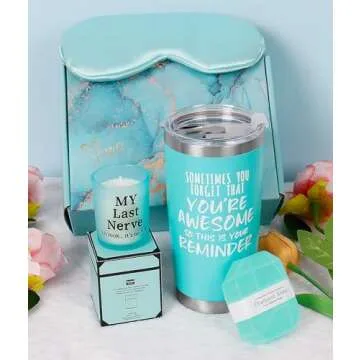 Birthday Gifts for Women Mom Christmas Gifts, Relaxing Spa Gift Basket Appreciation Gift for Her Christmas Gifts for Wife Sister Gifts Best friend Tumbler Candle Gift Set