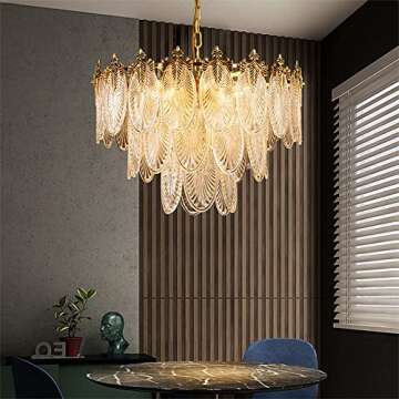 A Million Modern Pendant Chandelier, 8-Light Round 24" LED Ceiling Light, 3-Tier Crystal Hanging Cle...
