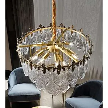 A Million Modern Pendant Chandelier, 8-Light Round 24" LED Ceiling Light, 3-Tier Crystal Hanging Clear Lampshade Lighting Fixture for Dinning Rooms Living Room (Gold)
