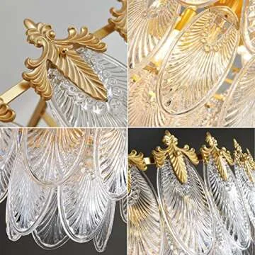 A Million Modern Pendant Chandelier, 8-Light Round 24" LED Ceiling Light, 3-Tier Crystal Hanging Clear Lampshade Lighting Fixture for Dinning Rooms Living Room (Gold)