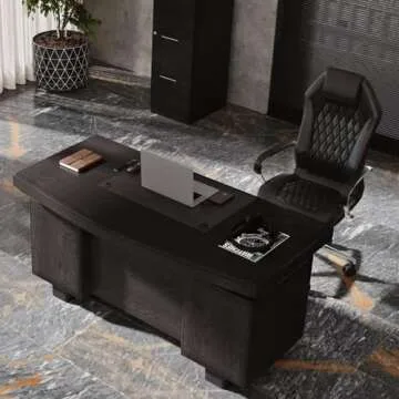 Zuri Furniture Modern Ergonomic Sterling Genuine Leather Executive Chair with Aluminum Base- Black