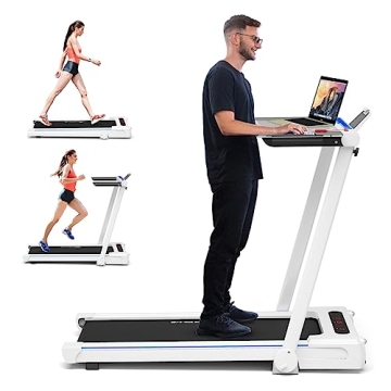 Goplus 3-in-1 Treadmill with Large Desk for Home Office Use