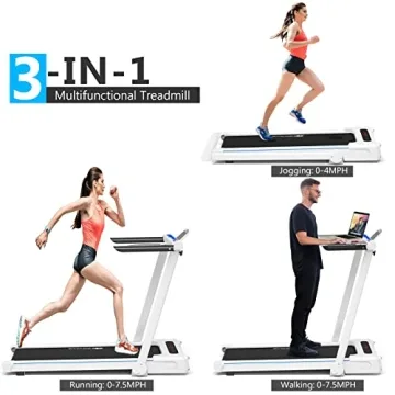 Goplus 3-in-1 Treadmill with Large Desk for Home Office Use