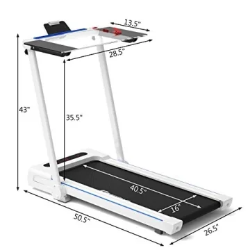 Goplus 3-in-1 Treadmill with Large Desk for Home Office Use