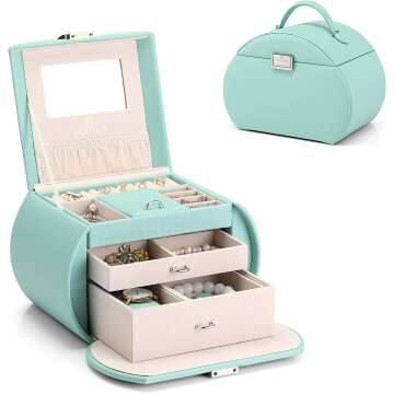 Vlando Half-Moon Jewelry Box for Girls - Green