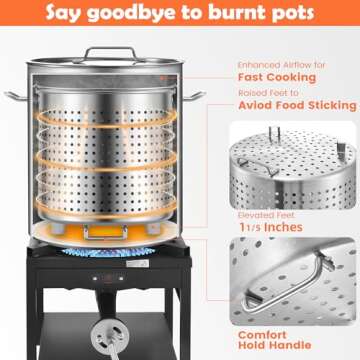 ARC 84-Quart Stainless Steel Seafood Boil Pot with Basket and 2 Brown-paper Table Cover, Larger Crab...