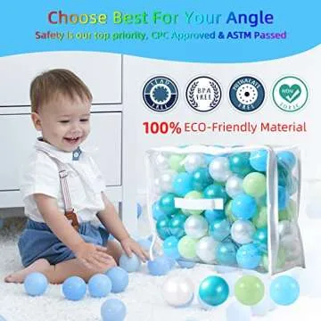 STARBOLO Ball Pit Balls - 100pcs Crush Proof Plastic Children's Toy Balls Macaron Ocean Balls Kids Toy Balls for Birthday Parties Games Pool (100pcs, Pearl Blue&Green)