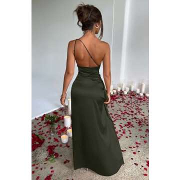 Memoriesea Women's Sexy One Shoulder High Split Cocktail Wedding Party Maxi Dress
