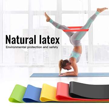 ERUW Resistance Bands, [Set of 5] Skin-Friendly Elastic Resistance Fitness Exercise Loop Bands with 5 Different Resistance Levels Ideal for Home, Gym, Yoga, Training