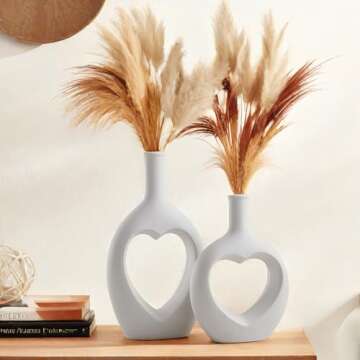 Heart-Shaped Ceramic Vase Set for Stylish Home Decor