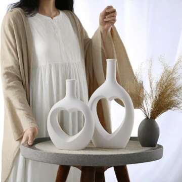 Heart-Shaped Ceramic Vase Set for Stylish Home Decor