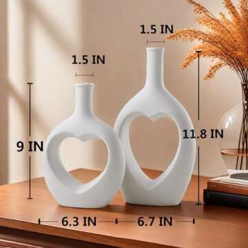 Heart-Shaped Ceramic Vase Set for Stylish Home Decor