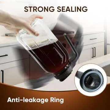 Cold Brew Coffee Maker Pitcher, 64oz Thick Glass Multipurpose Mason Pitcher Spout Lid with Wider Han...