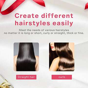 Homfu Electric Hot Comb for Straightening and Curling Hair - Ceramic Flat Iron Designed for Natural Black Hair - Anti-Scald Beard Straightening Comb