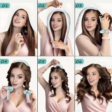 Toeah Satin Heatless Curling Set - Hair Rollers for Heatless Curls Heatless Hair Curlers & Hot Rollers Hair Curlers to Sleep in Heatless Curling Rod Headband Heatless Curler （Dream Nebula）