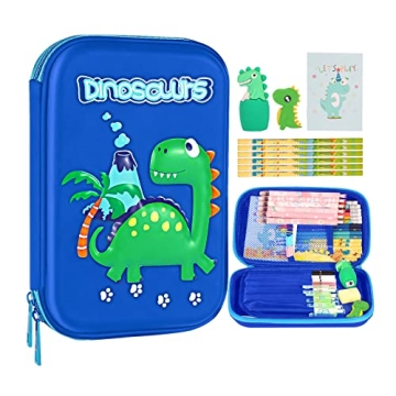 homicozy Pencil Case for Boys,Cute Dinosaur Stationery Set for Kids,3D EVA School Pencil Box Organiz...