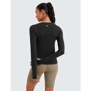 CRZ YOGA Womens Seamless Workout Long Sleeve Shirts Quick Dry Gym Athletic Tops Breathable Running Y...