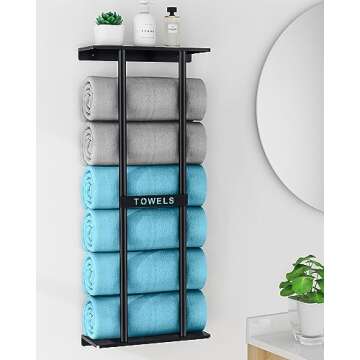 STWWO Bathroom Towel Storage Rack, Towel Racks for Bathroom Wall Mounted 30 inch with Shelf Can Hold...