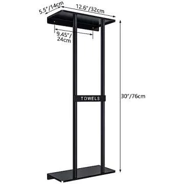 STWWO Bathroom Towel Storage Rack, Towel Racks for Bathroom Wall Mounted 30 inch with Shelf Can Holds 6 Large Towels, Wall Towel Rack for Rolled Towels, Black