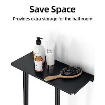 STWWO Bathroom Towel Storage Rack, Towel Racks for Bathroom Wall Mounted 30 inch with Shelf Can Holds 6 Large Towels, Wall Towel Rack for Rolled Towels, Black