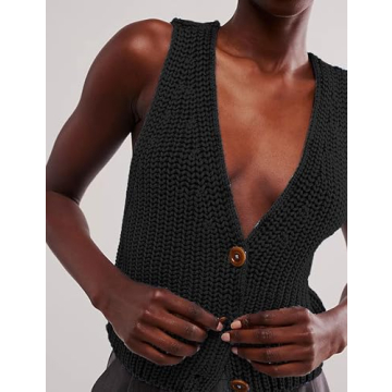 Korebow Casual V Neck Knit Vest for Women