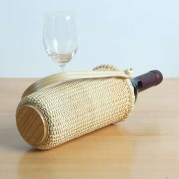 Teng Tian Basket Wine Racks Wine Basketsgift Boxes of Red Wine, Woven Rattan, China Traditional Handicrafts, Casual Stylenatural Environmental Protection