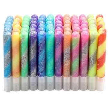 Bright Creations Glue with Glitter Gel Pens for Kids - 0.35 Oz Rainbow Glue Stick Set for Arts and Crafts Projects, Slime Supplies, Scrapbooking, Cards (12 Swirl Colors) - Pack of 72