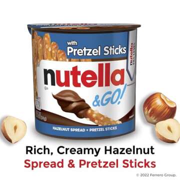 Nutella & GO! Bulk 12 Pack, Hazelnut and Cocoa Spread with Pretzel Sticks, Stocking Stuffers, Snack Cups, 1.9 oz Each​
