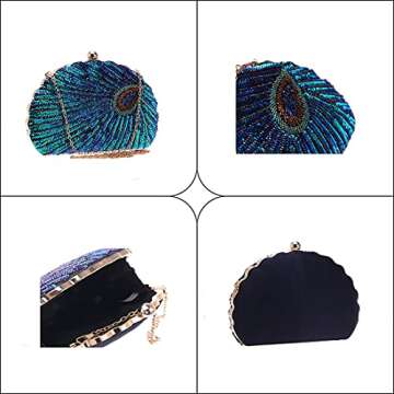 LIFEWISH Luxury Sequins Beaded Evening Bag, Peacock Blue