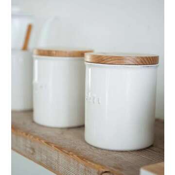 Yamazaki Home Tosca Ceramic Canister – Dry Food Kitchen Storage Container Organizer.,White