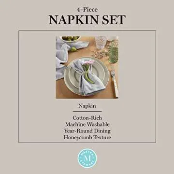 Martha Stewart Honeycomb Modern Napkin Set, Charcoal Grey