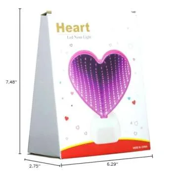 Chi-buy Mirror Light, LED Desktop Lamp - Heart Shaped Night Light & Party Decor, Pink, Modern Style, Plastic, Battery Powered, 7.48x2.75x6.29 inches, 0.19 lbs